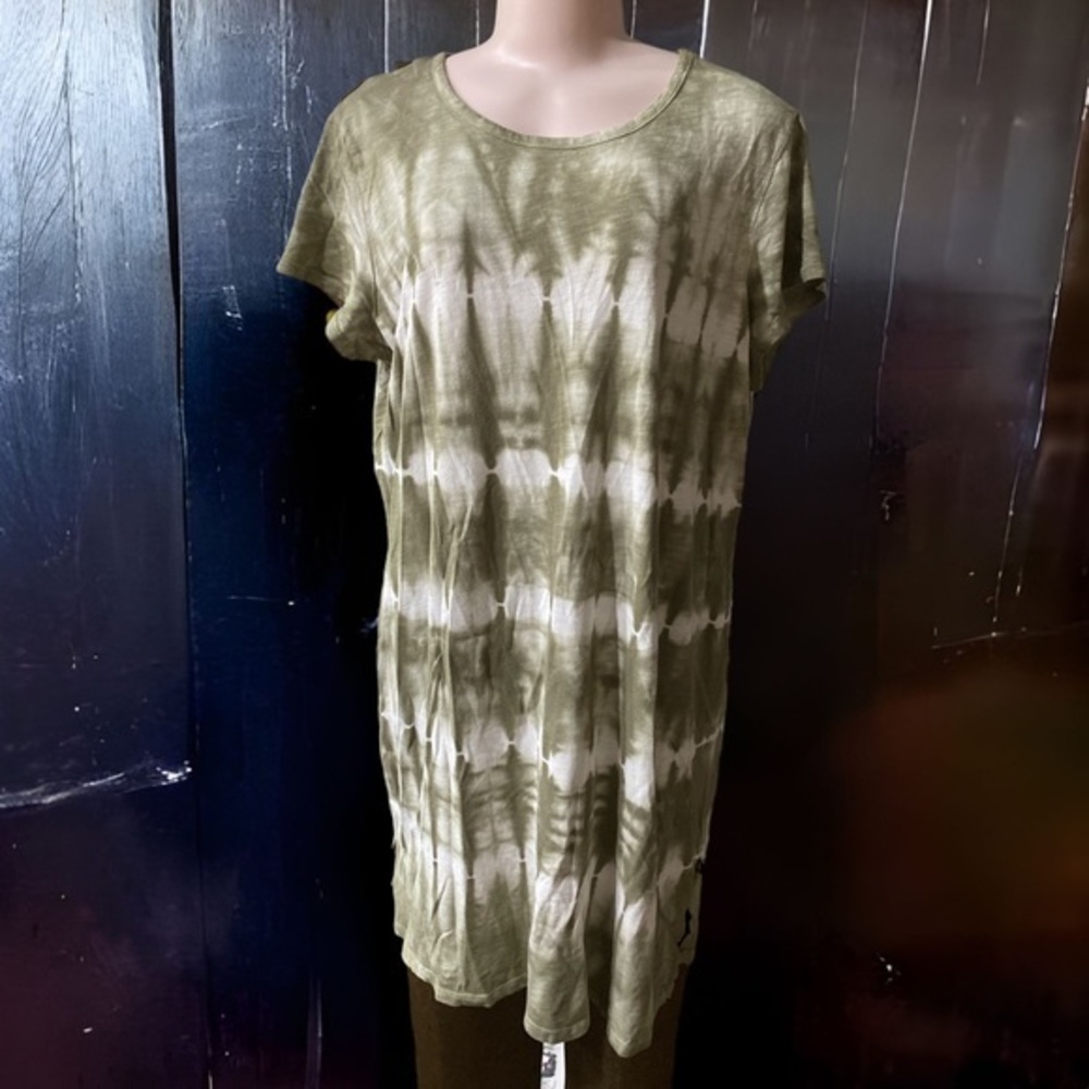 GAP Olive Green Tie Dye T Shirt Dress XL Relaxed Boho Casual